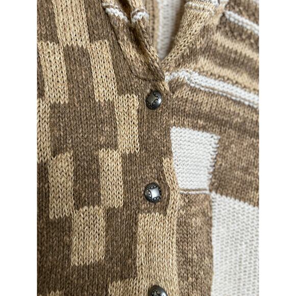 Polo Ralph Lauren Womens Patchwork Aztec Linen Blend Cardigan Sz S Tan Western - Picture 6 of 13